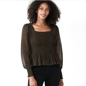 Nine West Puff Sleeve Square Neck Top